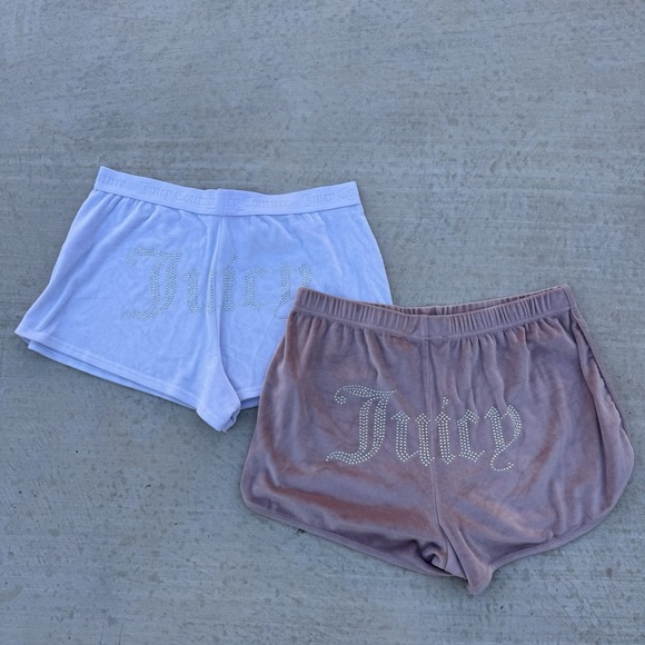 Juicy Couture Other - Pair Juicy Couture Sleepwear Velour Shorts Pink Womens Size Large Spell Out Logo